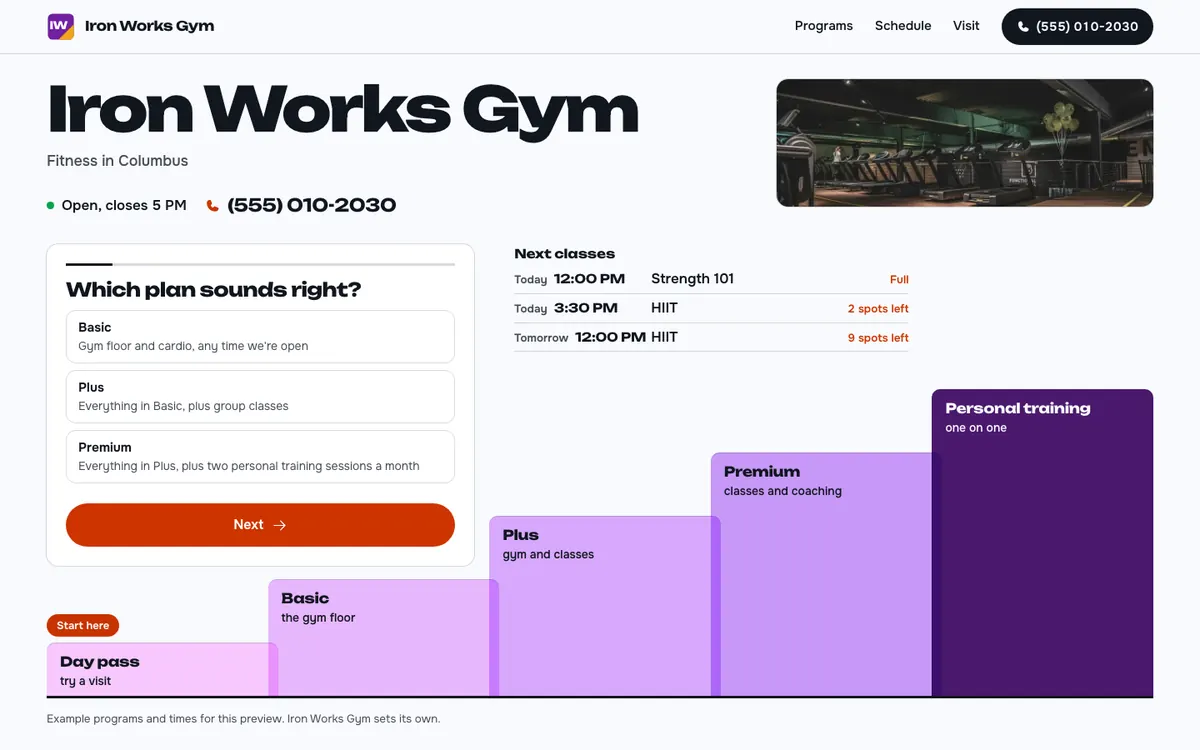 The gym example on a computer
