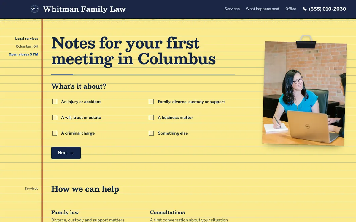 The law office example on a computer