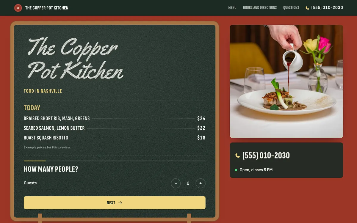 The restaurant example on a computer